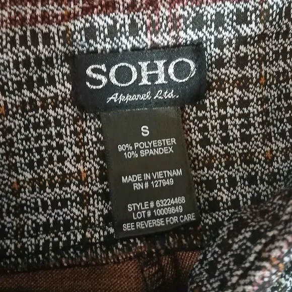 SOHO Apparel Ltd Women's Pants Small Black Check Stretch Pull‎ On Slim Fit Y2K - Picture 2 of 9